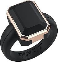 Rinfit Women's Emerald Silicone Rings - Flexible Rubber Wedding Bands, Promise or Anniversary Rings for Her - Patented Design
