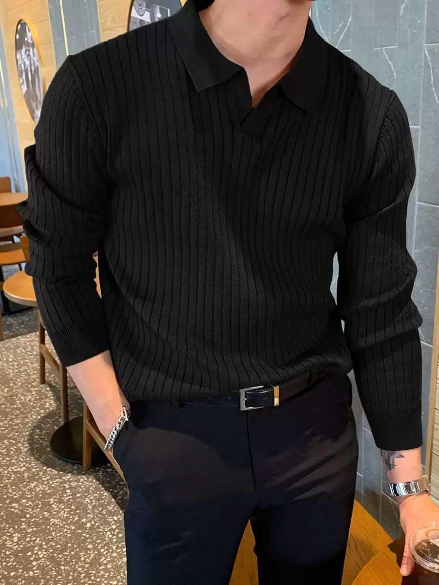 Mens Plain Winter Collar Sweater