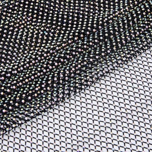 Tissu en maille avec strass brillants filet pour couture vêtement et robe femme