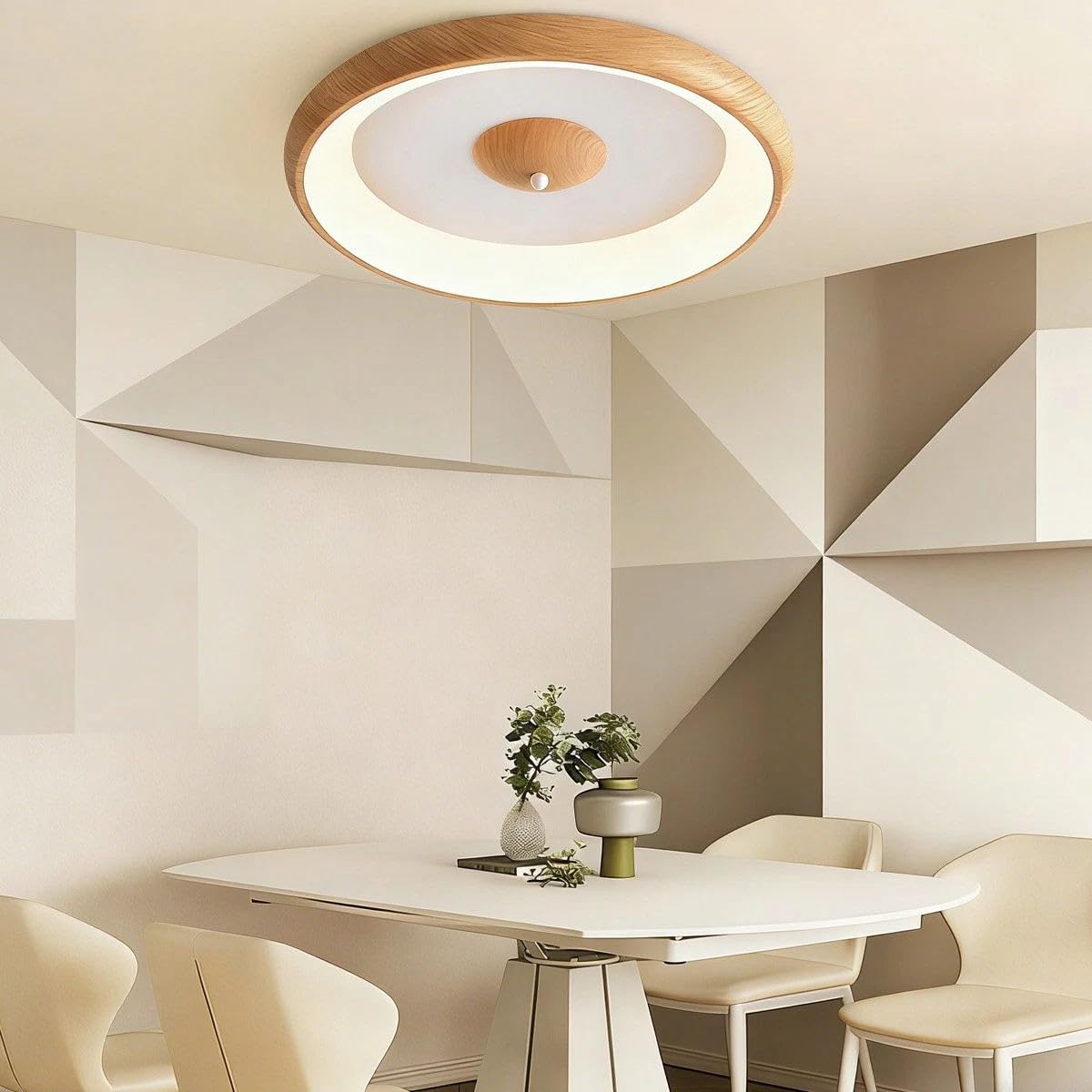 Lámpara de Techo Moderna, Plafones para Techo Madera, 30W Plafon LED Blanco Luz Techo para Oficinas, Salones, Dormitorios, Cocinas, Pasillos