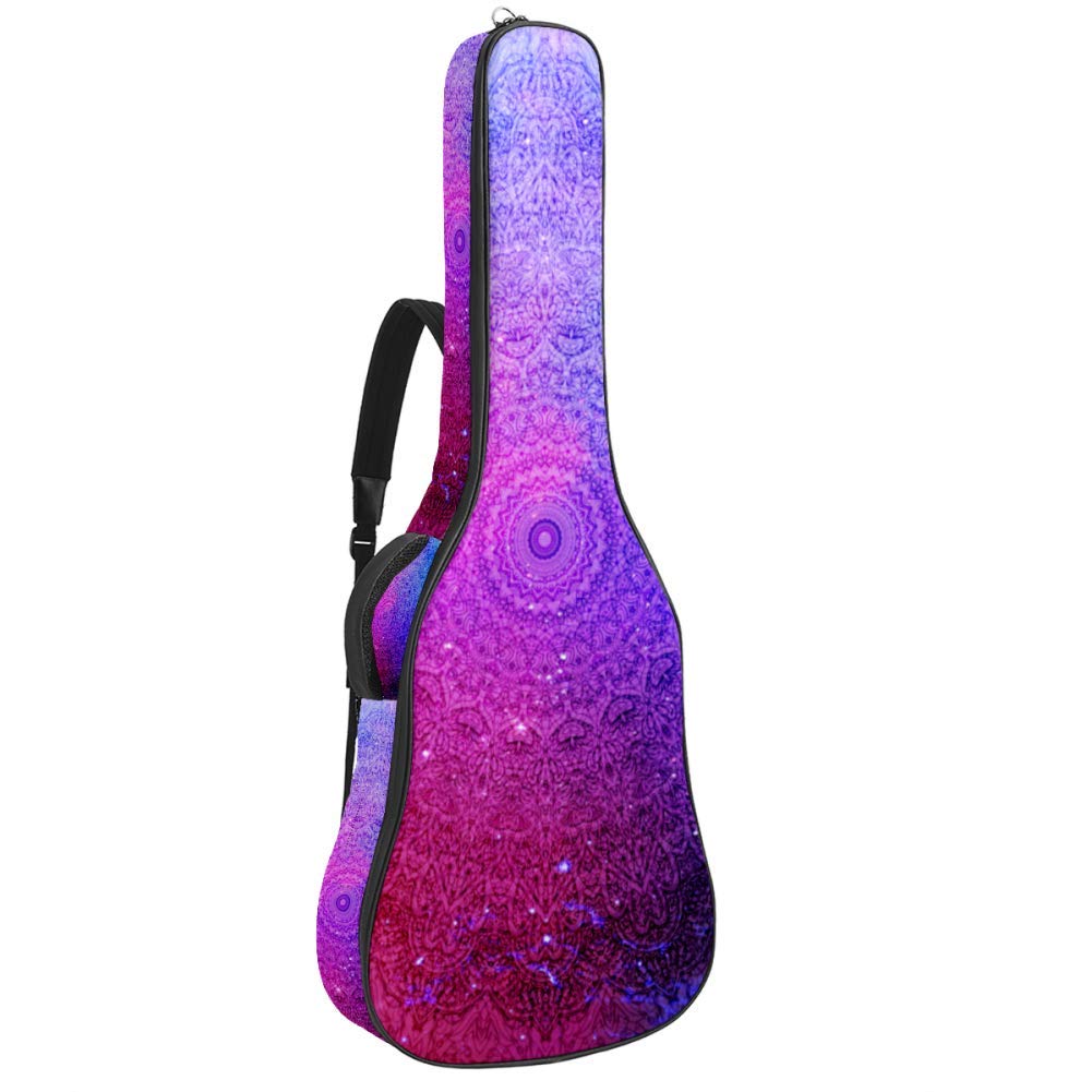 Gitarrentasche mit Reißverschluss, wasserdicht, weich, für Bassgitarre, Akustik- und klassische Folk-Gitarre, Blau / Pink / Türkis