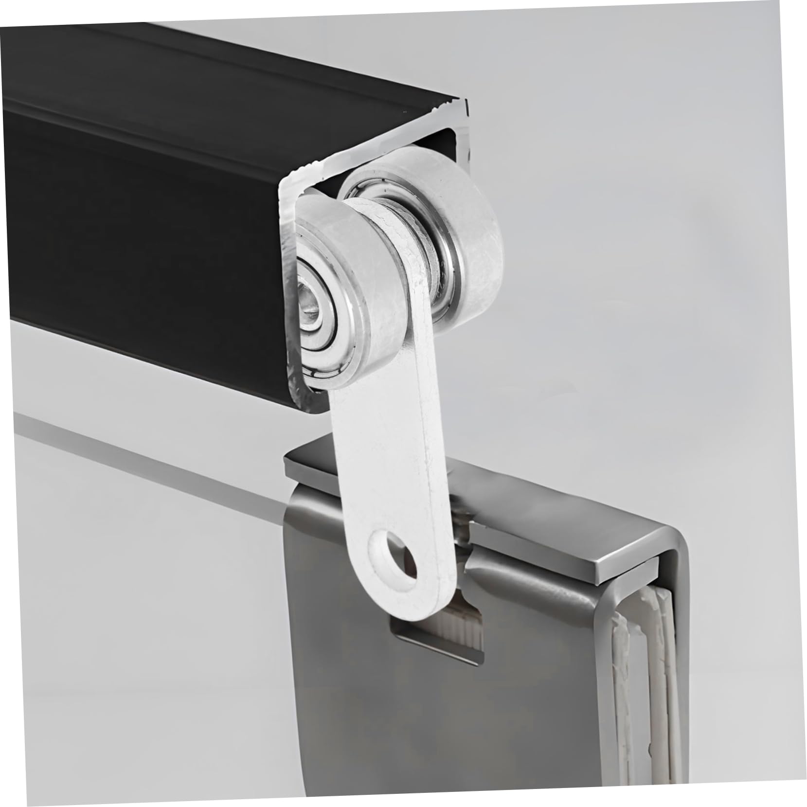 POPETPOP Roulettes De Porte Coulissante Poulie De Plafond Amovible Double Roue Pour Porte De Grange Rail De Guidage Système Anti-affaissement