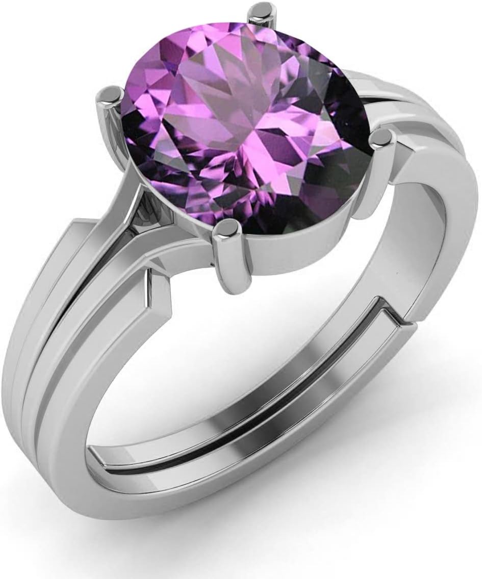 8.25 Ratti 7.50 Carat Natural Amethyst Katela Jamuniya Stone 925 Sterling Silver Ring For Men And Women - Image 2