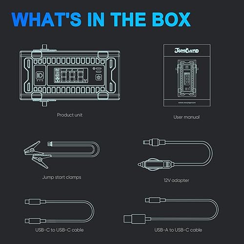 Miniatura 8 de JOMGAND JQ3500 Arrancador de batería de 3500 amperios 24000 mAh, batería de 12 V, refuerzo de batería de litio de 100 W para motores diésel de gas