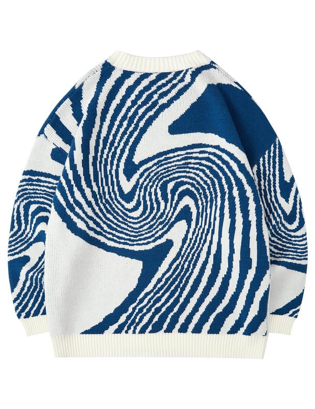 Image of Vamtac Mens Oversized Sweater Vintage Graphic Pullover Crewneck Knit Jumper Y2K Unisex Streetwear 2026 Fall Tops