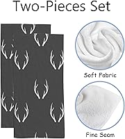 Vista 2 de Juego de 2 toallas de baño de mano para baño, color gris oscuro, cuernos de ciervo, toalla absorbente de agua, poliéster suave para cocina