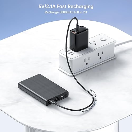 Miniatura 5 de Paquete de 2 unidades de calcetines calefactablesbufandas de 5000 mAh - USB-C y USB-A 2 salidas pequeñas de 5 V 2 A Banco de energía para bufandas