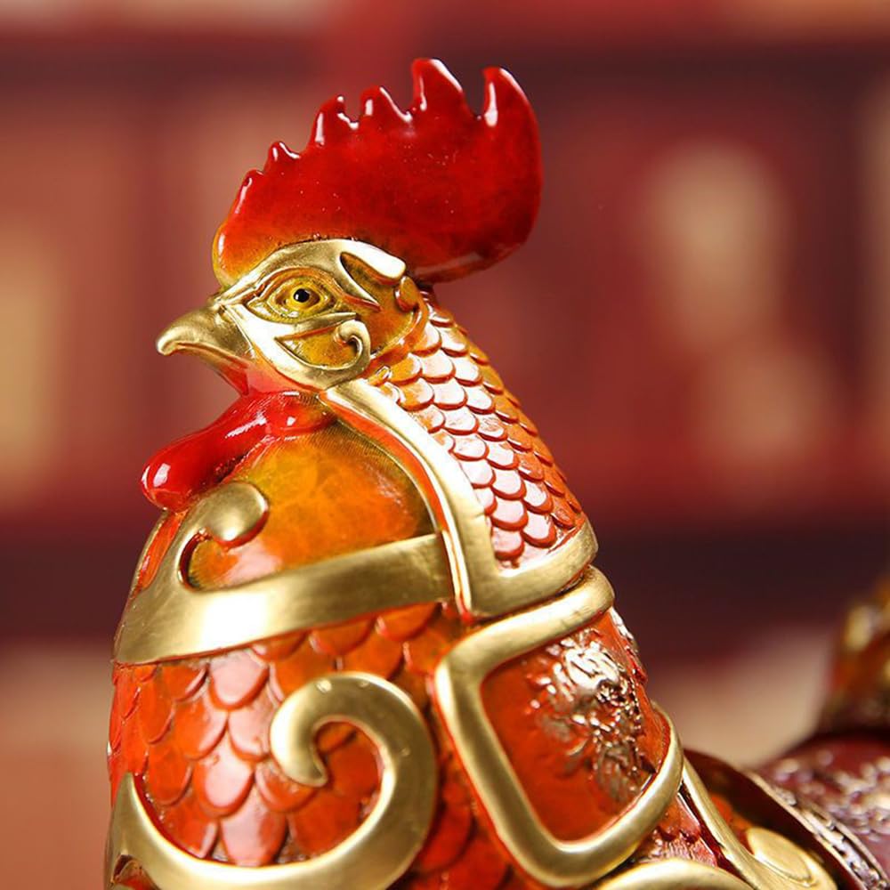 ZXLIHS Mosiężna chińska maskotka koguta Ozdoba Mosiężna brązowa maskotka Feng Shui