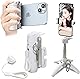 自撮り棒 多機能スマホグリップ 四脚 安定感アップ 超コンパクト 折りたたみ式 スマートフォンホルダー スマホ 三脚 リモコン付き コールドシュー付き コンパクト ある iPhone Androidに対応 写真/旅行/動画を撮る/セルフィー/生放送に最適 (ホワイト)