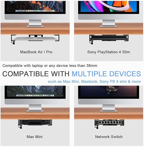 Miniatura 9 de IFCASE Soporte para portátil debajo del escritorio y soporte para auriculares con adhesivo y tornillo soporte de escritorio de aluminio duro para