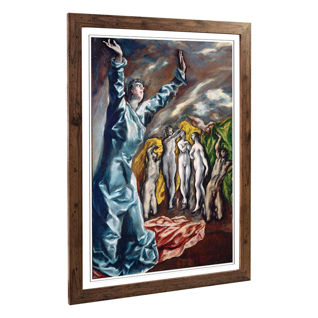 Big Box Art Framed Print of El Greco The Vision of Saint John Design | Wall Art Picture | Home Decor for Kitchen, Living Room, Bedroom, Hallway, Walnut, A2 / 24.5x18 Inch / 62x45cm