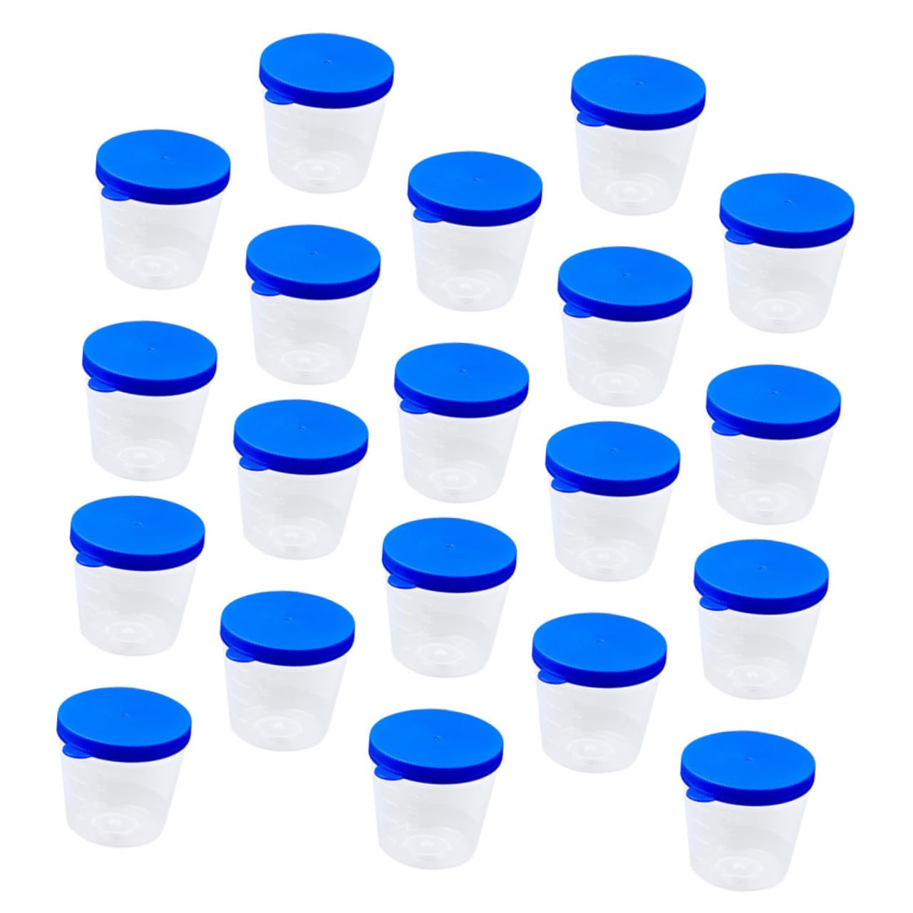 FUNOMOCYA 100pcs Beaker Cups with Lids Fecal Cup with Lids Sample Cups Liquid Measuring Cup with Scale Container Beverage Container Blue Plastic