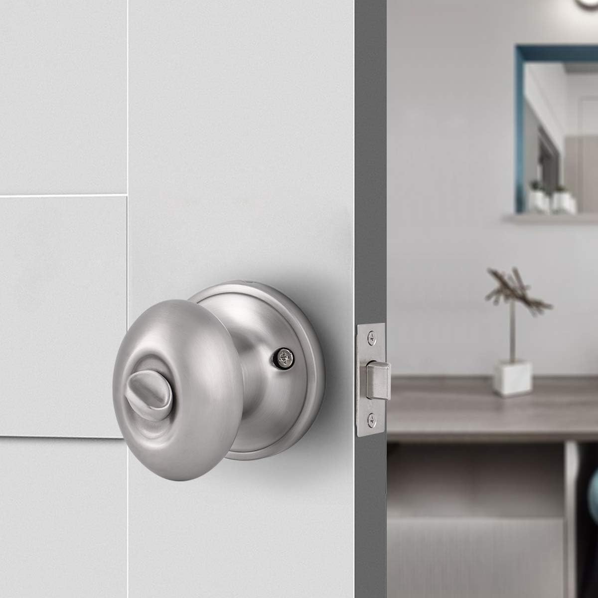 Featured Product knobelite Satin Nickel Door Knobs Egg Style, (10 Pack) Oval Shaped Keyless Door Handle Lock,for Bedroom Bathroom Commercial or Residential,Privacy Function-Locked Inside with Turn-Thumb for Security Flash Deals - 40% OFF knobelite Satin Nickel Door Knobs Egg Style, (10 Pack) Oval Shaped Keyless Door Handle Lock,for Bedroom Bathroom Commercial or Residential,Privacy Function-Locked Inside with Turn-Thumb for Security
