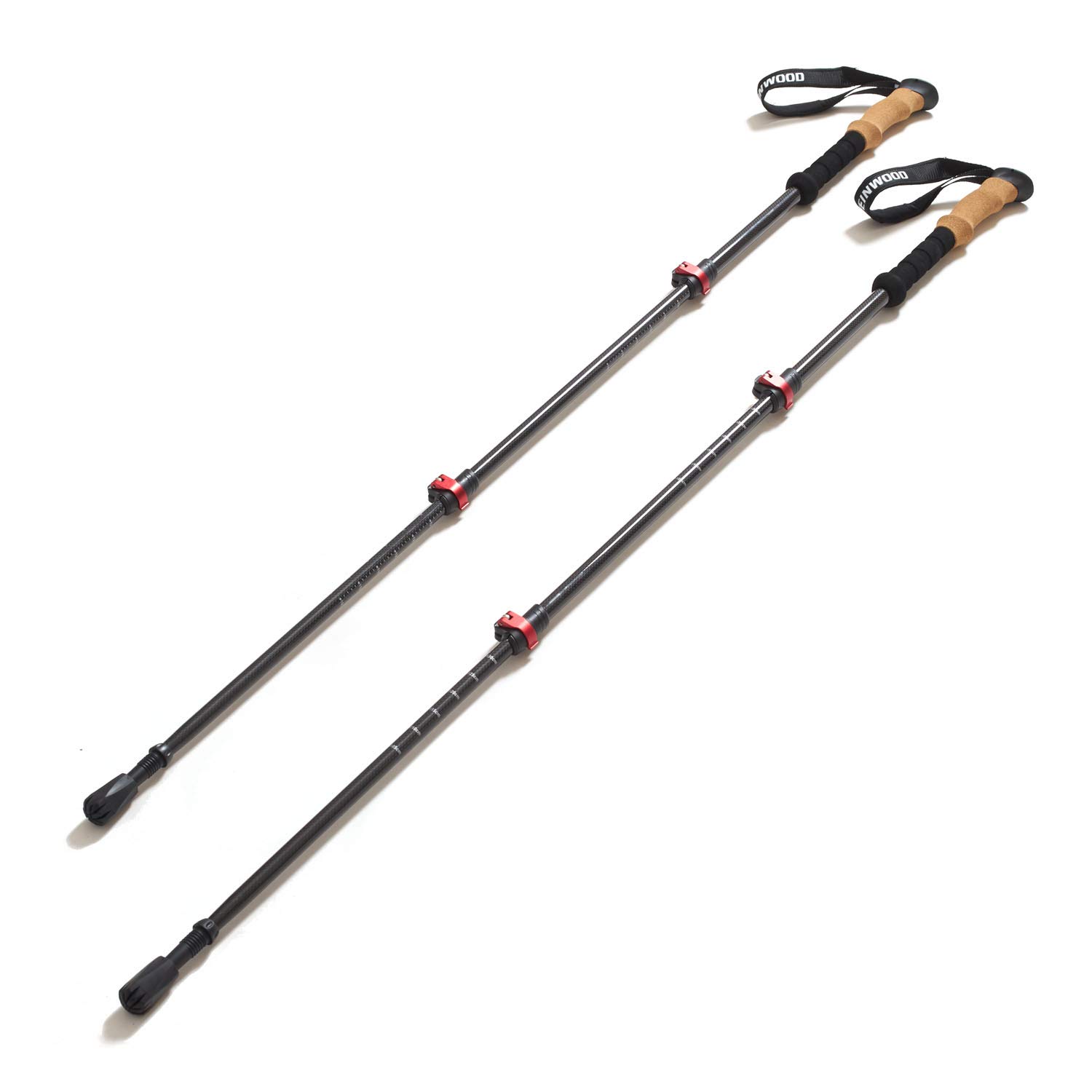 Steinwood Bastones de Senderismo de Carbono prémium, Muy Ligeros, Ajustables con telescópico y Cierre de Pinza con Tope de Goma Extra y Bolsa de Transporte