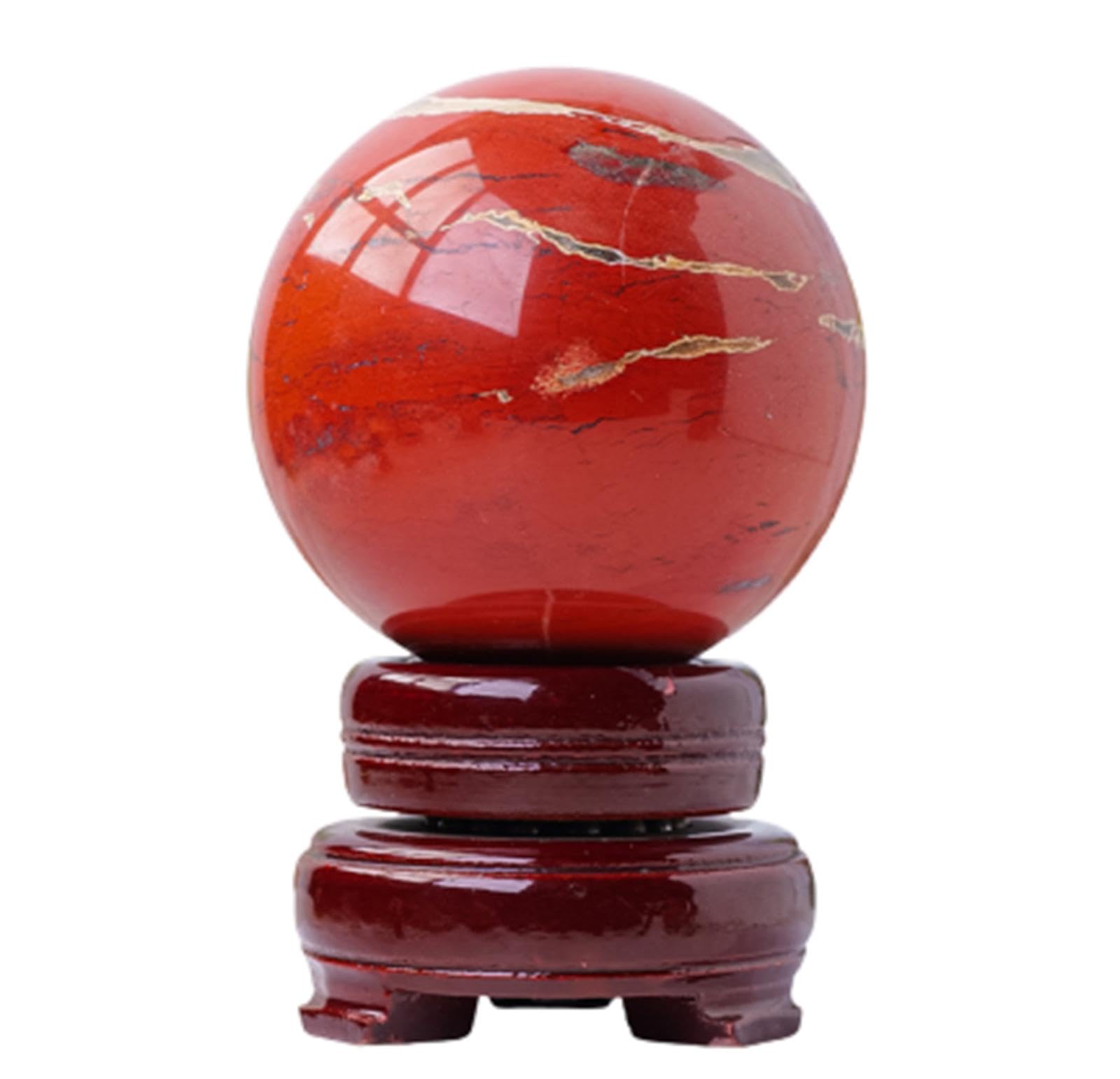 BHBHCPZGR Red Jasper Sphere Crystal Ball Stone Crystals Round for Fengshui Yoga Home Decoration,6cm