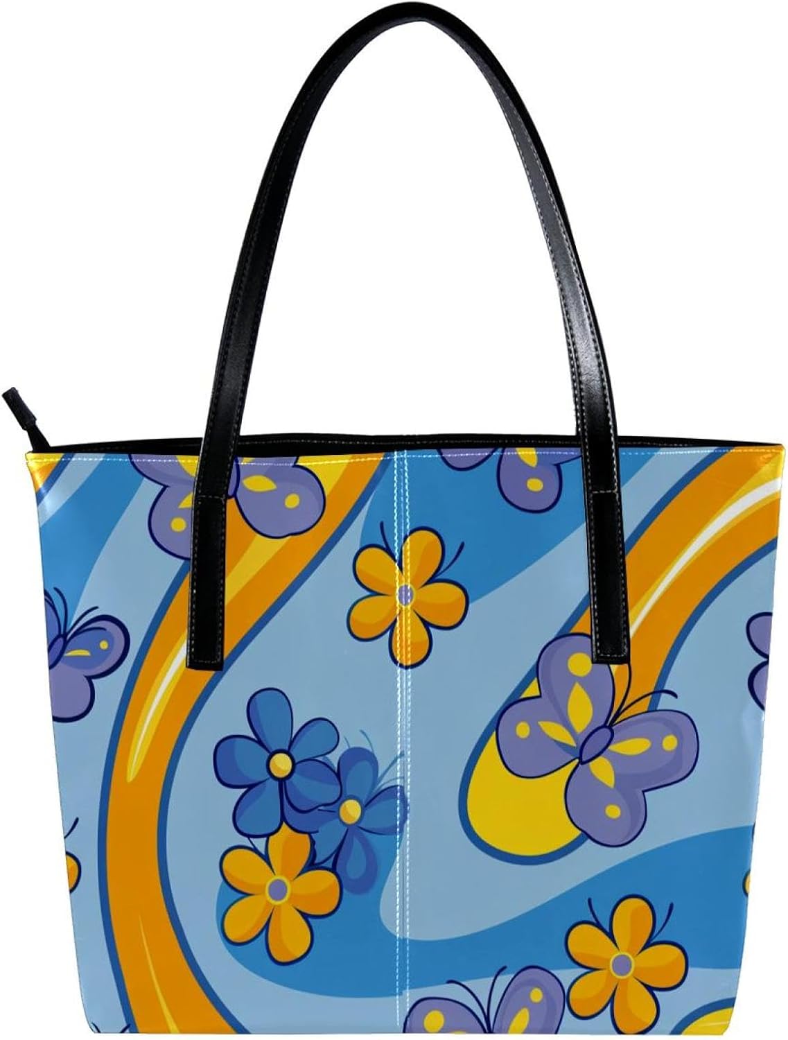 [YTYVAGT] 女性用財布、トートバッグ美学、レディーストートハンドバッグ,蝶花カラフル