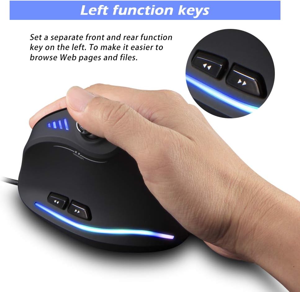 Amazon Kkmoon 垂直有線 ゲーミングマウス 11プログ ラマブルボタン 調節可能 dpi Engine Rgbライトベルト 128kbオンボードメモリ Kkmoon1 マウス 通販