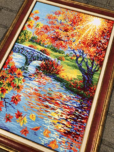 Image of RIOLIS - Sunny Autumn 2031, Cross Stitch Kits 15 inch x 23 inch, Cross Stitch Kits for Beginners & Advanced, Crossstitching Kit Adult, Embroidery Counted Stitching Kit