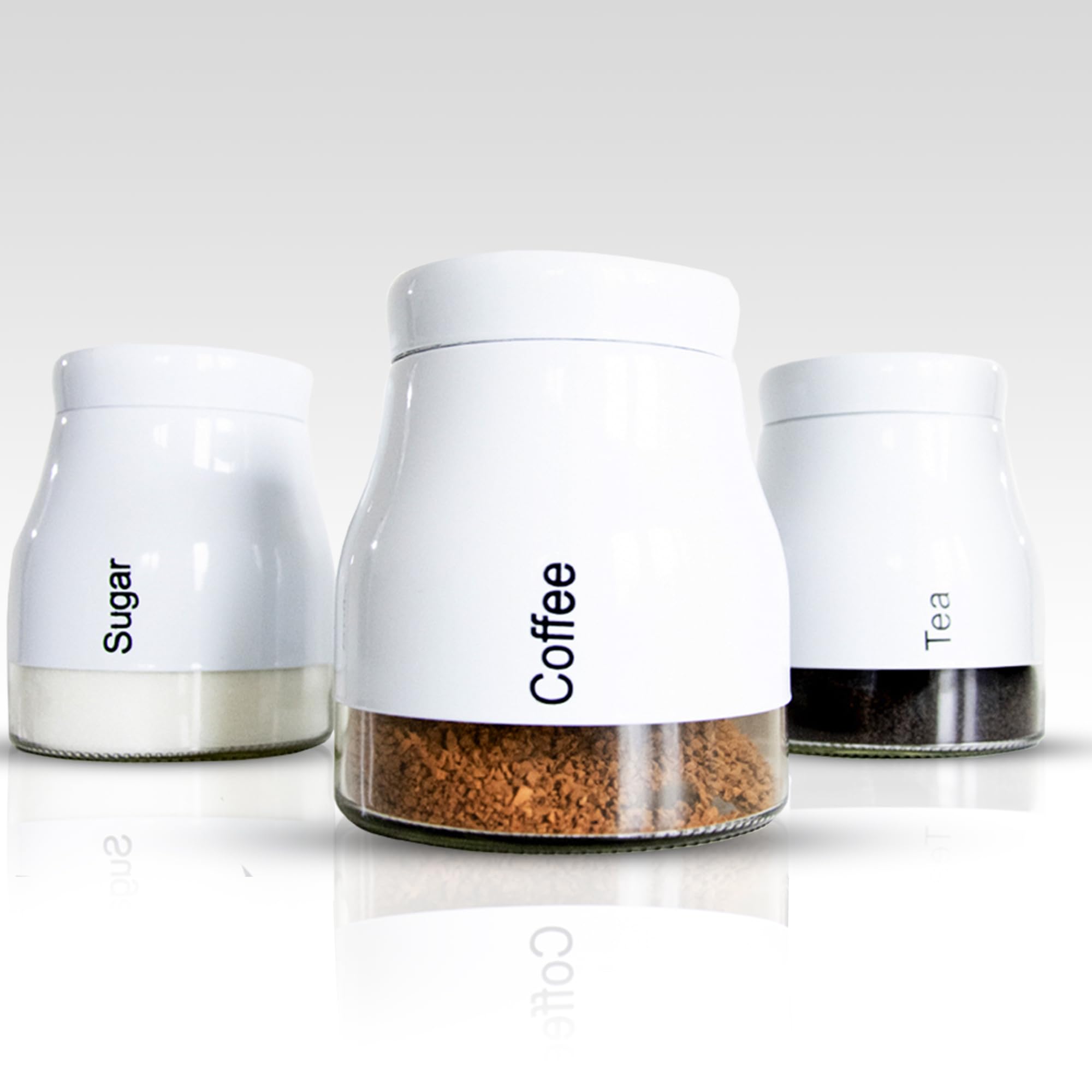 SAMTEK 3-Piece Coffee Tea Sugar Canisters Set, Kitchen Canisters | with Screw Lid, Durable Glass Storage Canisters, Hand Wash Only, Countertop Storage