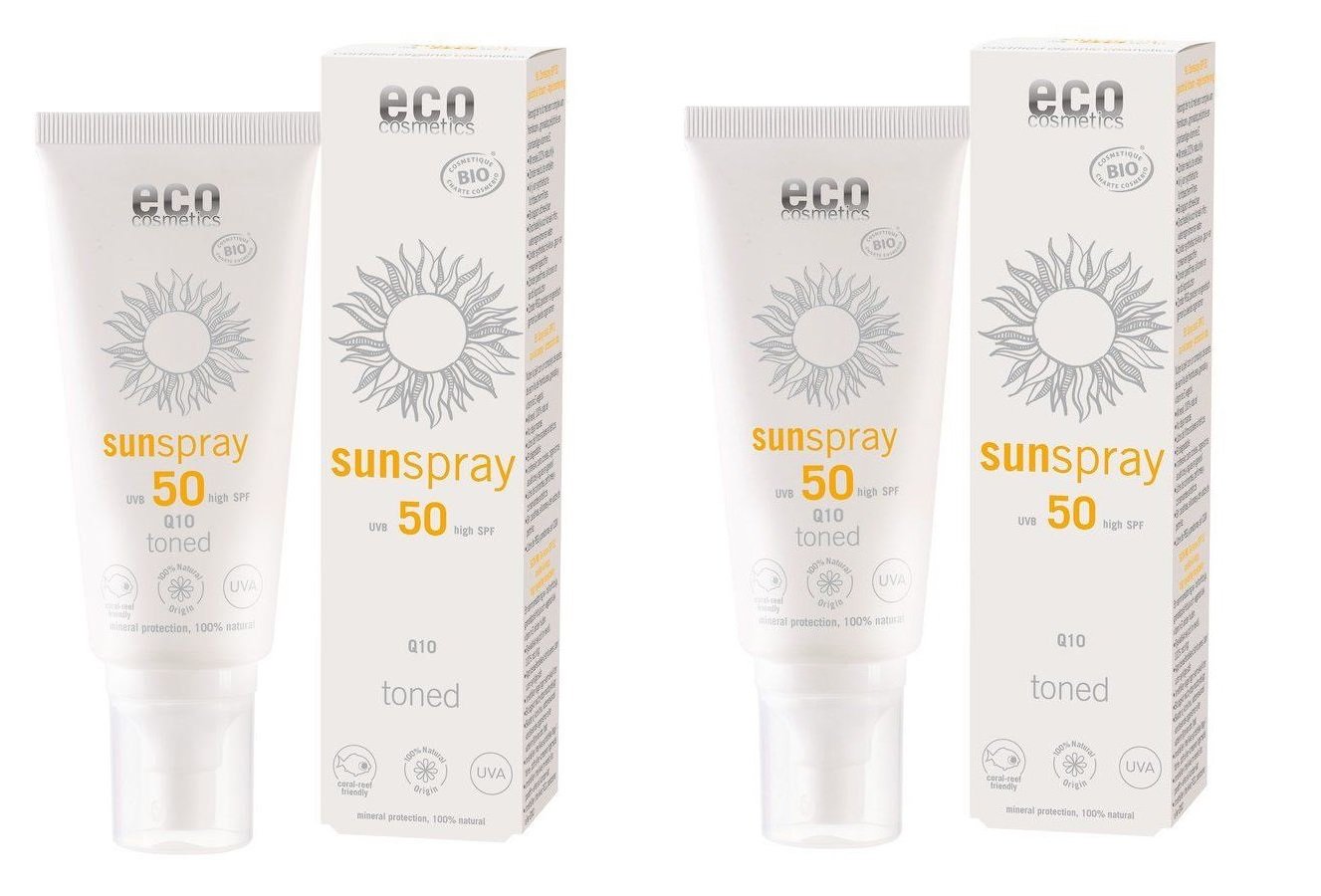 eco cosmetics Fluide solaire SPF 50 teinté Q10 (2 x 100 ml)