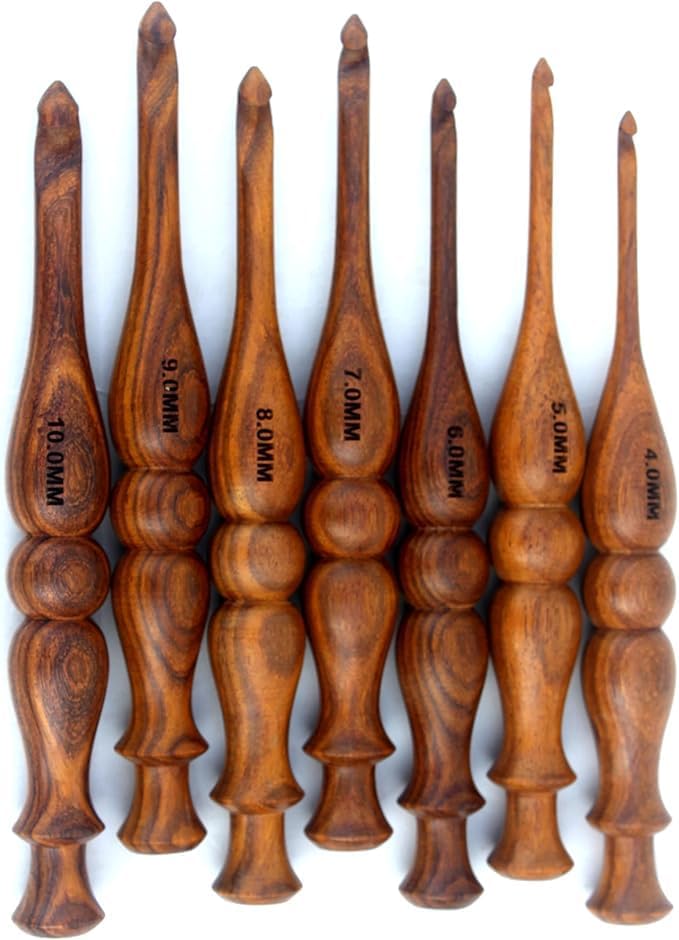Hand-Carved W ooden Crochet Hooks - Rosewood Handle Crochet Hooks Knit Craft Knitting Needle Weave Yarn/Best Gift - Ergonomic Soft Handle Crochet Hooks (Set of 13 pcs)