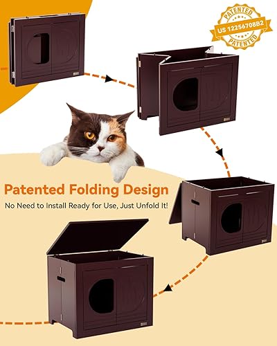 Miniatura 10 de Petsfit Casa plegable para perros, no requiere herramientas para el montaje, ventilar la casa para perros de madera para gatos y perros pequeños,
