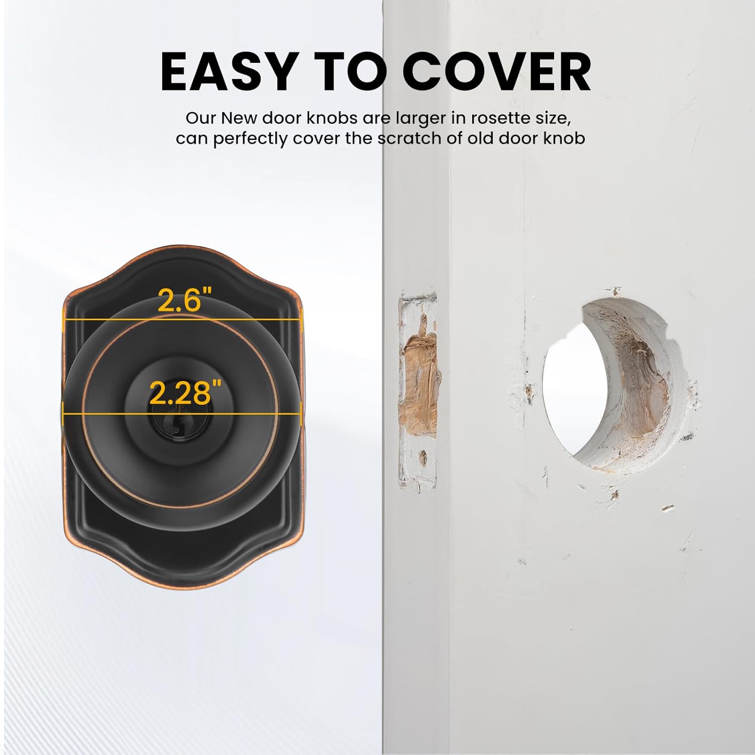 goldenwarm Oil Rubbed Bronze Door Knobs with Lock, Exterior Door Knob with Lock and Key, Front Door Knob Keyed Alike 3 Pack