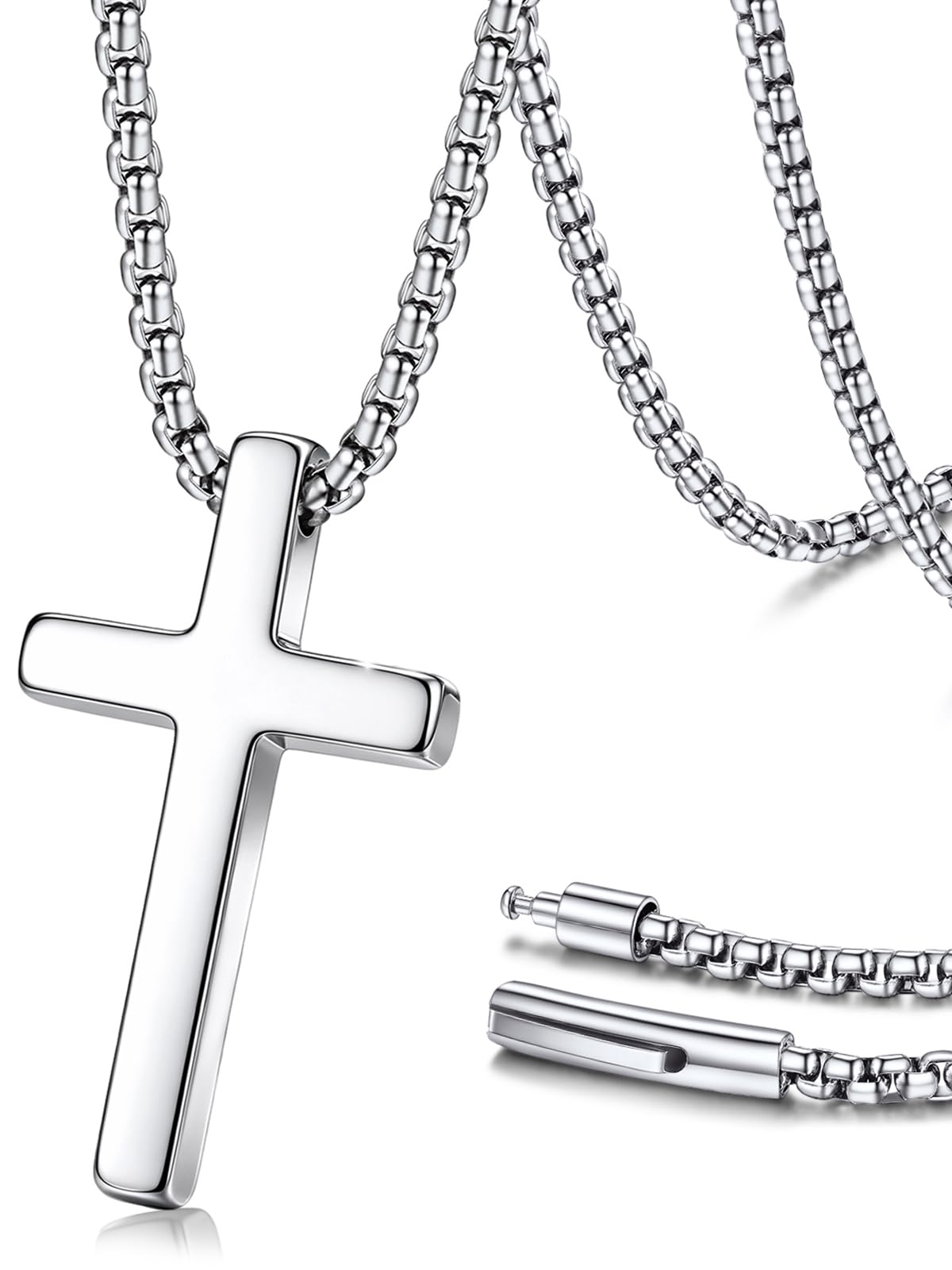 PROSTEEL Cross Necklace for Men Stainless Steel Pendant Chain