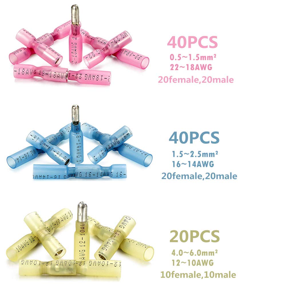 Heat Shrink Solder Connectors Heat Shrink Butt Connectors - 600/200x Waterproof Electrical Wire Splice For Marine &amp; Auto (22-14 Gauge) Wire Connectors