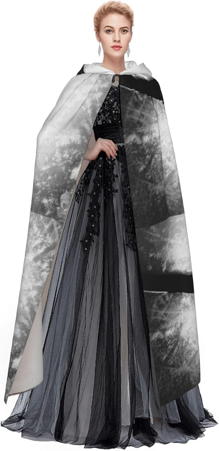 (Ice Hockey Art) Unisex Hooded Cloak Cape with Hood Halloween Cosplay Costume Robe for Men Women