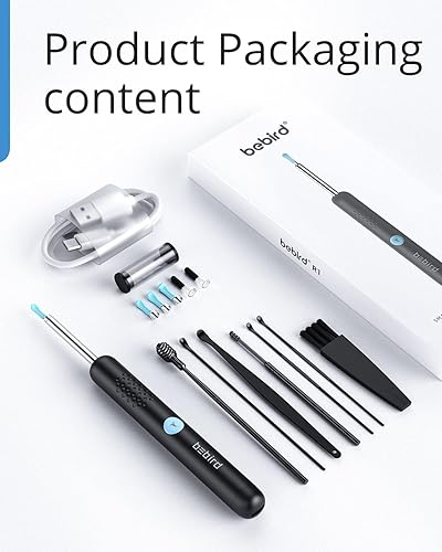 Miniatura 6 de BEBIRD Herramienta de eliminación de cera de oídos con cámara HD, limpiador visual inteligente R1 mejorado con otoscopio, visor de oídos con 6 luces