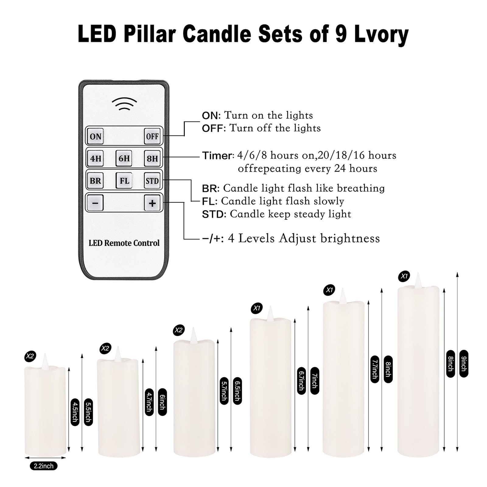 Candele ricaricabili senza fiamma con telecomando e timer, confezione da 9 candele LED tremolanti USB rivestite con vera cera per Halloween, Natale, casa, matrimoni e festività (sei