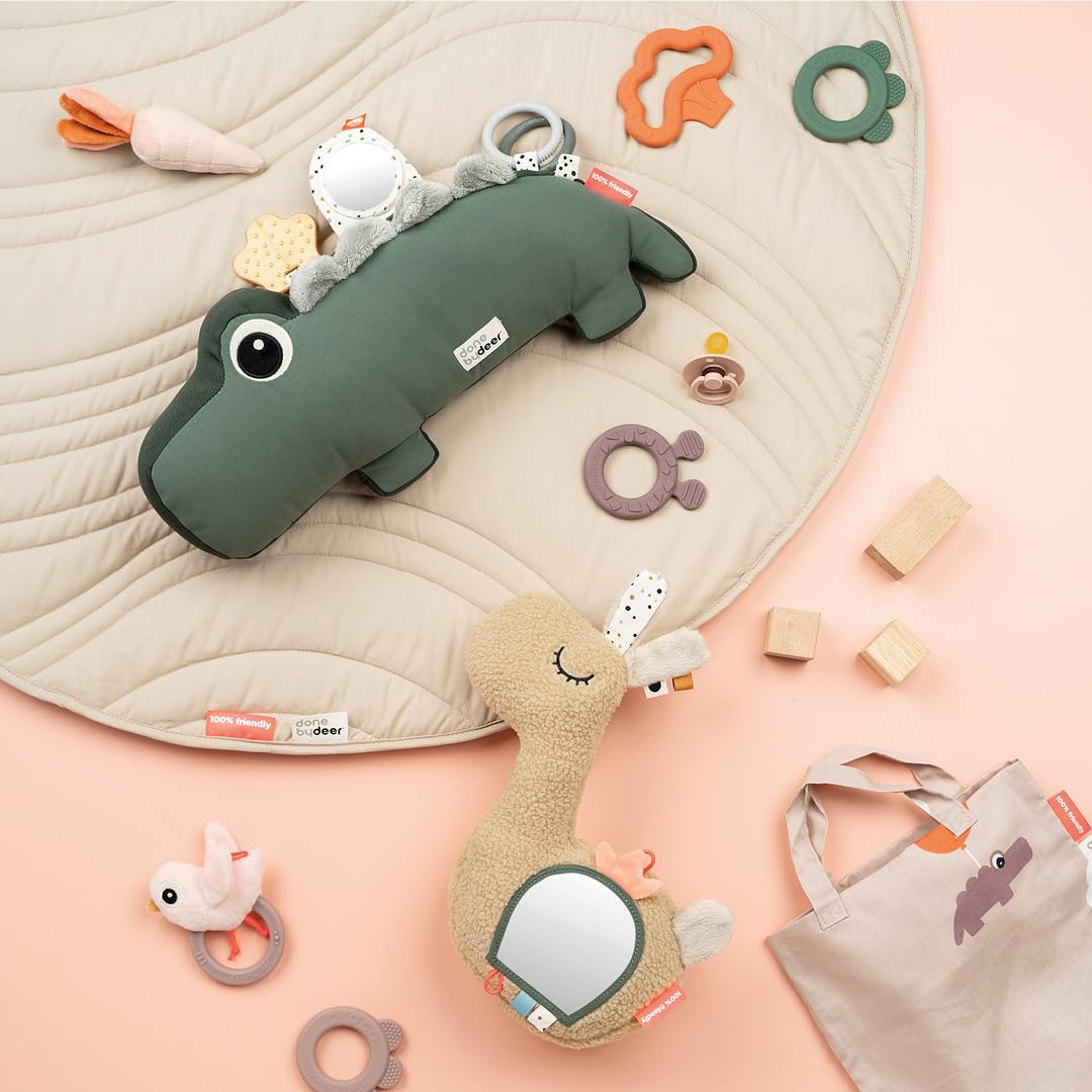 Done by Deer Tummy Time Croco Coussin Bébé Sensoriel Jouet d'Activité 3+ Mois