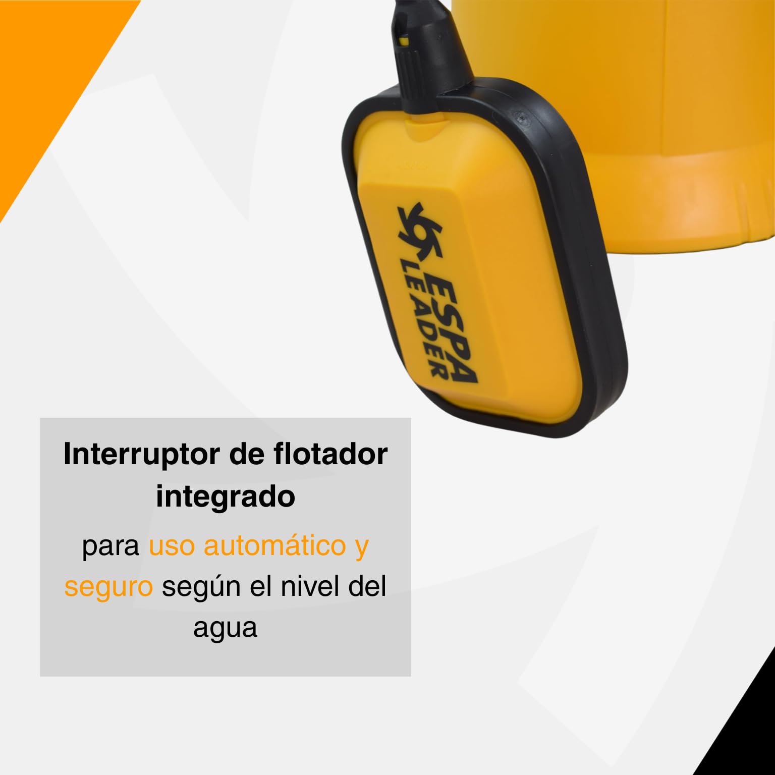 ESPA LEADER Bomba de Achique Sumergible KONA 400P M para Aguas Limpias, Trasvases y Vaciados, 400 W, Caudal Máximo 7.000 l/h, Altura Máx. 8m, con Interruptor de Nivel y 10m de Cable