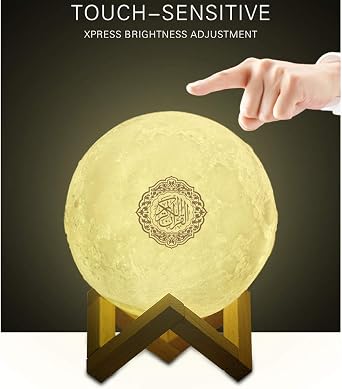 Mood Lights,Quran Touch Moon Lamp 3D Printed Moon Light Night Light with Remote Control, Lighting Reciter LED Lamp Portable Quran Bluetooth Speaker For Home Decoration,Gifts for Friendsh