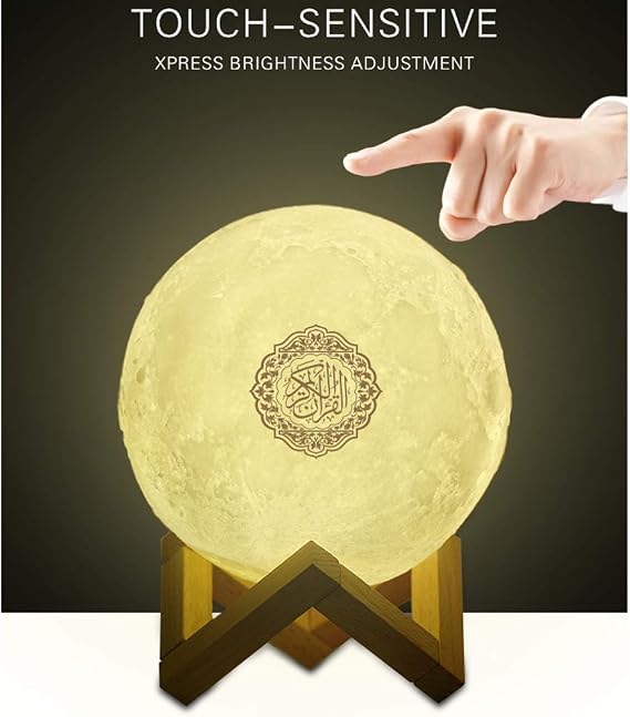 Mood Lights,Quran Touch Moon Lamp 3D Printed Moon Light Night Light with Remote Control, Lighting Reciter LED Lamp Portable Quran Bluetooth Speaker For Home Decoration,Gifts for Friendsh