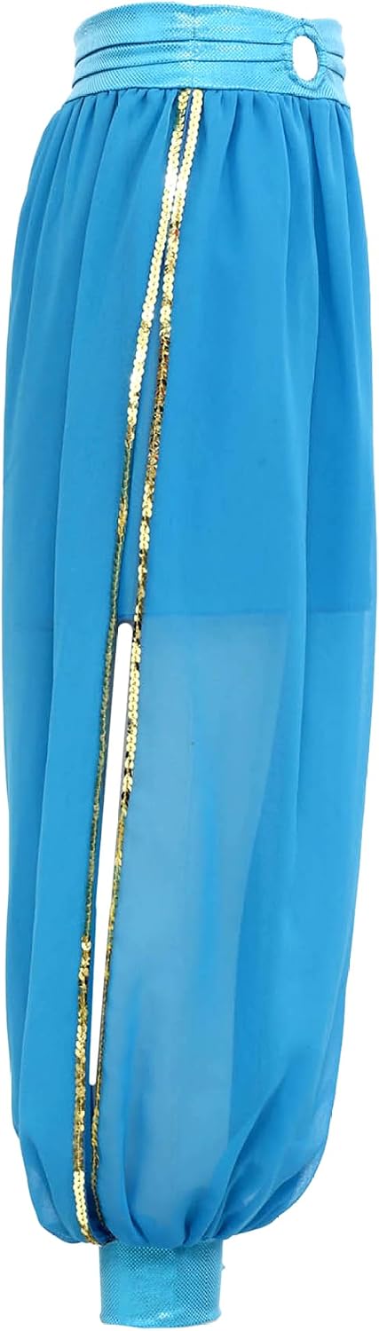 Kids Girls Arabian Belly Dance Pants Sheer Mesh Arabic Bloomers Baggy Pants for Halloween Carnival