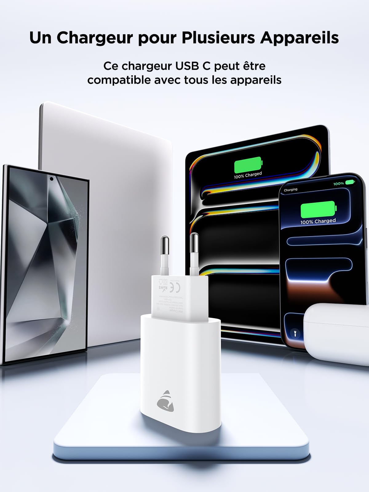 Chargeur USB C Rapide pour iPhone 17/16/15,Prise Adaptateur USB C Chargeur Rapide avec 2m Câble USBC,Compatible iPhone 17/17 Air,16e,16/15 Plus,17/16/15 Pro, Pro Max, Pad, Adaptateur Secteur