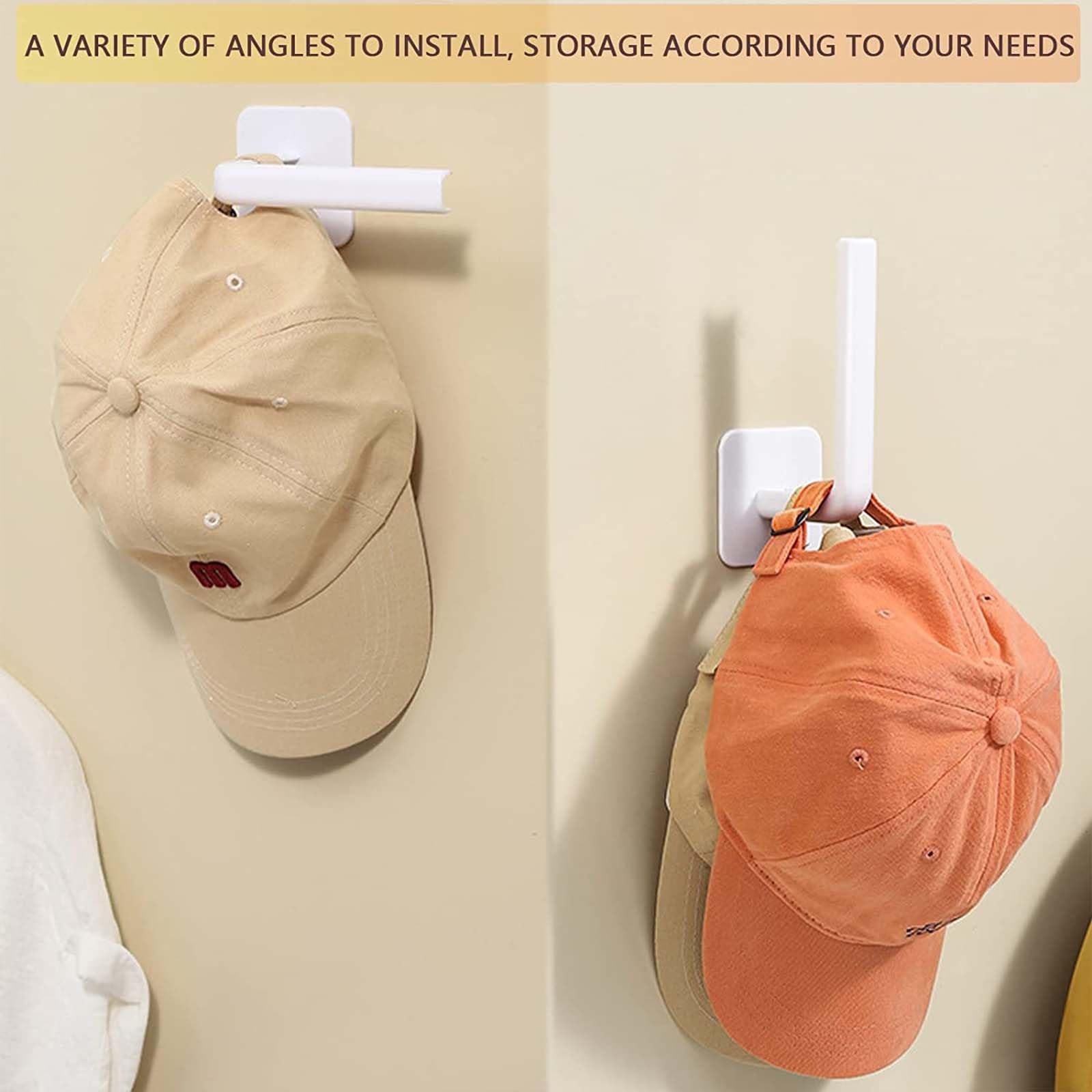 Porta Cappelli Autoadesivo - 10 Ganci Per Cappelli Da Baseball - 6