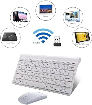 Kablosuz Ta nabilir Klavye ve Mouse Set 2.4ghz Android Telefon - Tablet - Pc/-Tv Box Uyumlu Beyaz
