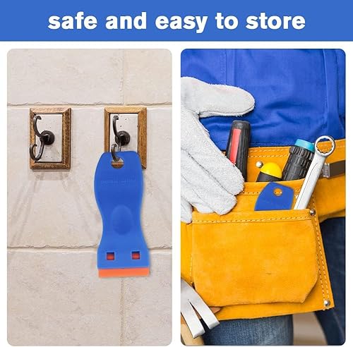 Miniatura 3 de Raspador de cuchillas de plástico, 2 piezas de raspador de plástico, 40 cuchillas, cuchillo de masilla a prueba de arañazos, herramienta de limpieza