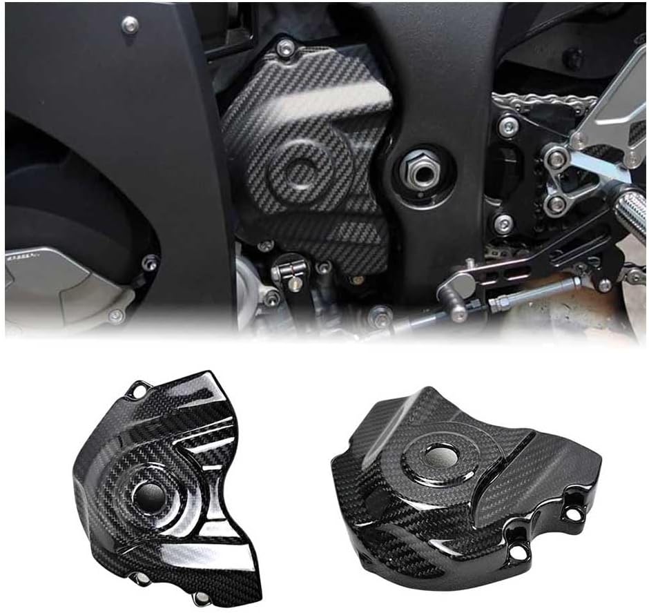 Carbon Fiber Glossy Twill Weave Sprocket Cover Chain Guard Protective Replacement for Kawasaki Ninja ZX-10R 2011-2025 (Sprocket Cover (2011-2025)