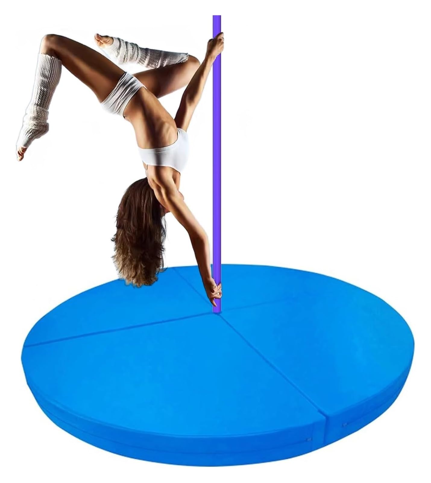 Wjftoday Blue Foldable Stripper Pole Crash Mat, Portable Aerial Fitness Safety Pad, Padded Protection Mat For Pole Dancing, 200Cm X 3Cm (78.7 X 1.2 In),