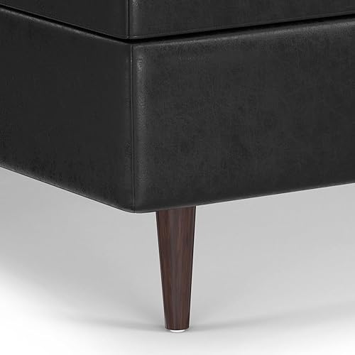 Miniatura 56 de SIMPLIHOME Shay - Otomana rectangular moderna de mediados de siglo de 48 pulgadas de ancho en piel sintética vegana envejecida, color marrón, Sillín