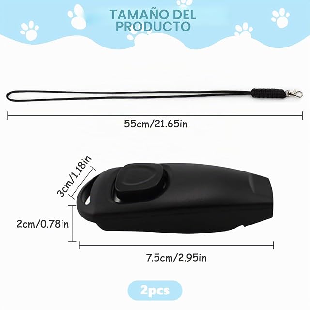 Foto 2 de 6 de VQUNBG 2 Piezas Silbato para Perros, 2 En 1 Profesional Clicker para Perros