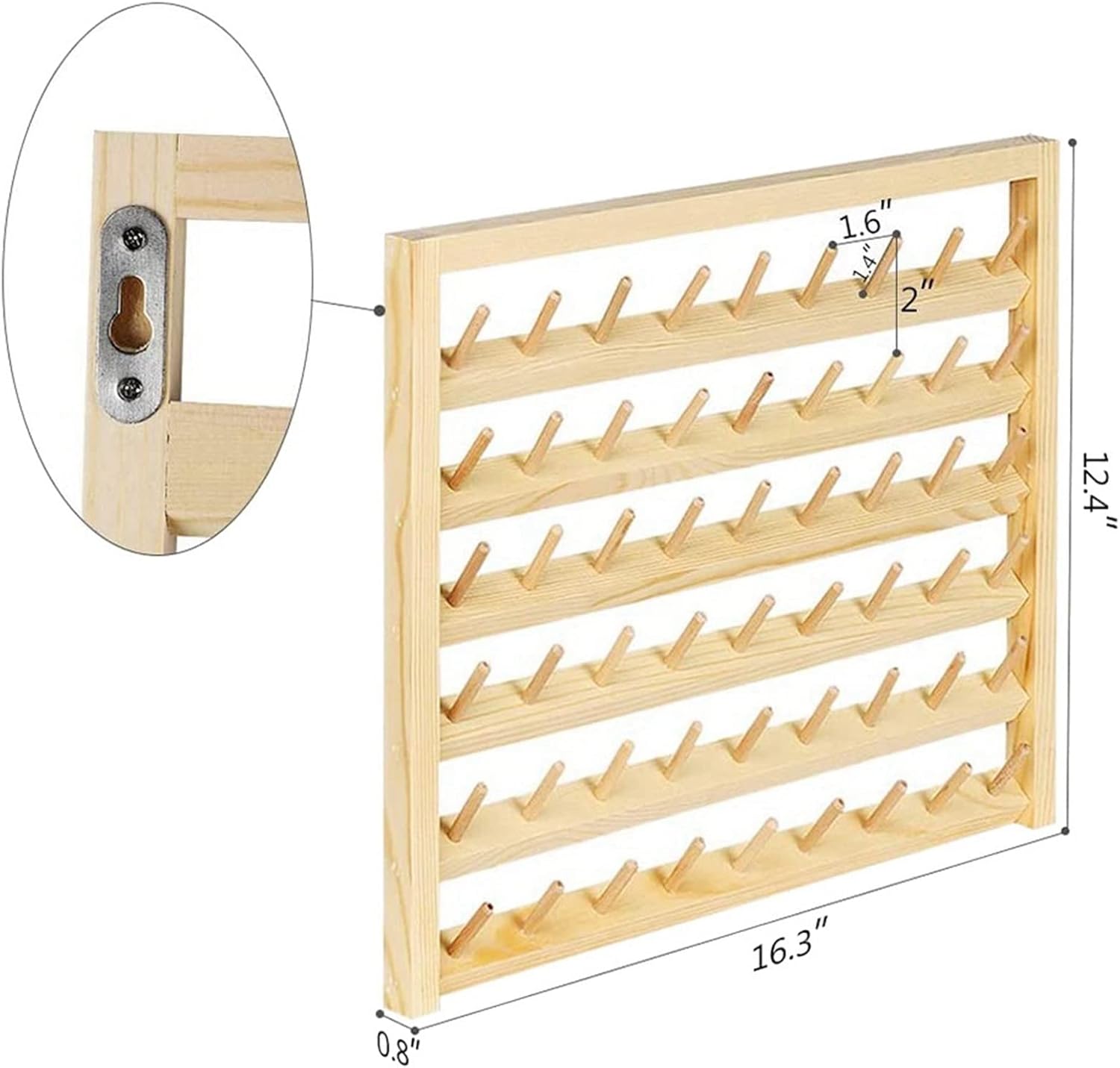 2X 54 Spool Sewing Thread Stand, Wall Mount Sewing Thread Stand with Hook, Wooden Embroidery Organizer for Sewing