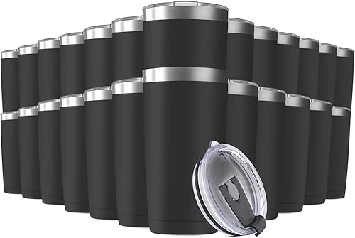 Miniatura 23 de Vaso de viaje de 20 oz, aislado al vacío, con tapa, de acero inoxidable, doble pared; taza térmica de café para el hogar, la oficina, al aire libre