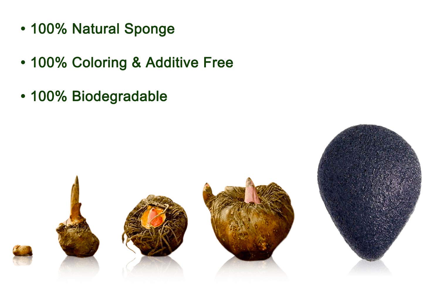 2 éponges Visage En Bambou Et Charbon Konjac - 100% Naturel Et Biodégradable