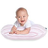 Vista 2 de Biloban Juego de 2 fundas de almohada de lactancia, color rosa y gris, elásticas, 100% algodón de jersey, fundas de almohada de lactancia