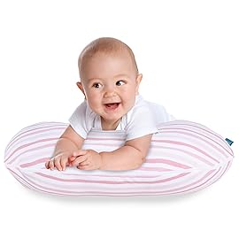 Biloban Nursing Pillow Cover 2 Pack Pink and Gray, Stretchy 100% Jersey Cotton Nursing Pillow Slipcovers for Moms Breastfeeding and Bottle Feeding Pillow, Large Zipper Ultra Soft Cover